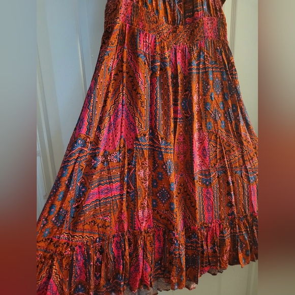 Torrid Red Pink Puff Sleeve Off-Shoulder Midi Dress - Picture 9 of 11